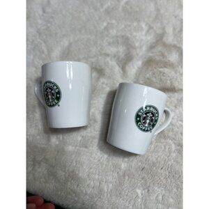 Starbucks green white logo mugs lot of two